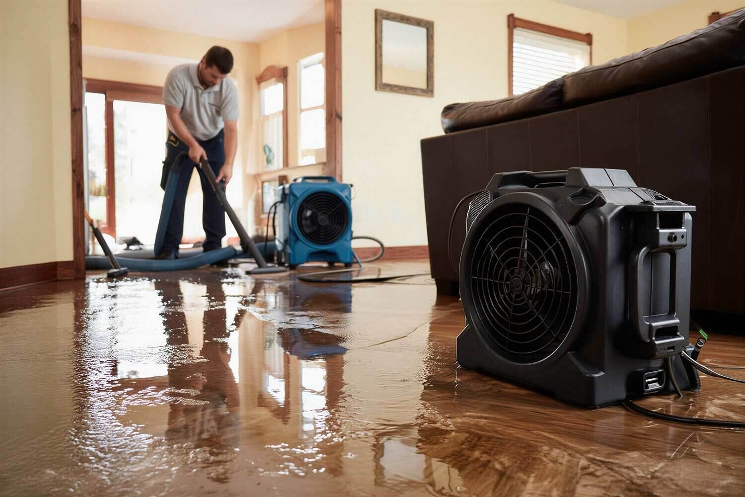 A Reliable Brooklyn technician taking a moisture reading on a water-damaged wall in a Brooklyn home